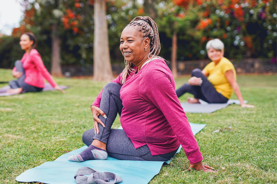 Woman doing yoga outside